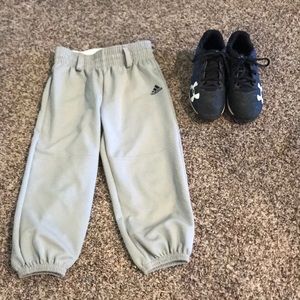 Boys baseball pants and cleats